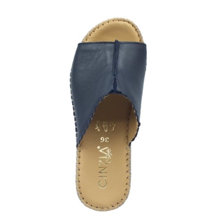 Cinzia Soft IM41009 004 Ciabatta Donna Zeppa Alta con Fascia Larga Blu