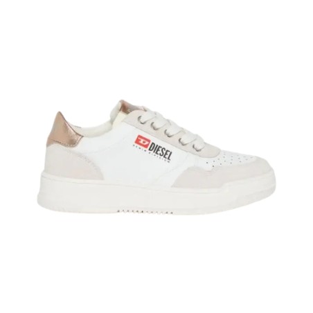 Diesel S CASCOUN  Sneaker Bambini Stringate White Natural Shiny Pink