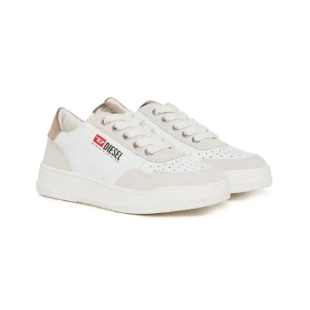 Diesel S CASCOUN  Sneaker Bambini Stringate White Natural Shiny Pink