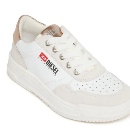 Diesel S CASCOUN  Sneaker Bambini Stringate White Natural Shiny Pink