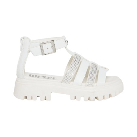 Diesel D SANBLIN Sandali Bambina con Strass White 
