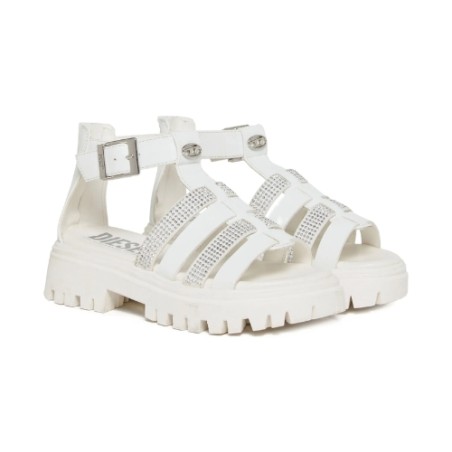 Diesel D SANBLIN Sandali Bambina con Strass White 