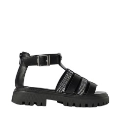 Diesel D SANBLIN Sandali Bambina con Strass Black 