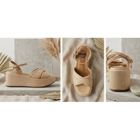 Paciotti 4US UZM09 Sandali Donna Platform con Doppia Fascia a Incrocio Beige