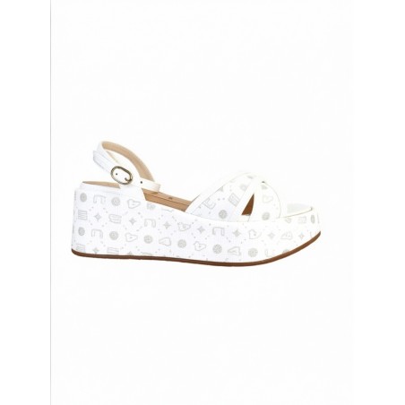 Paciotti 4US UZM09 Sandali Donna Platform con Doppia Fascia a Incrocio Bianco