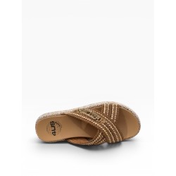Paciotti 4US UZM07 Sandali Ciabatta Donna Platform con Doppia Fascia a Incrocio Brown 2