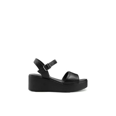 Queen Helena BZ505 Sandalo Donna Platform e Cinturino Regolabile Nero