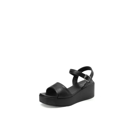 Queen Helena BZ505 Sandalo Donna Platform e Cinturino Regolabile Nero