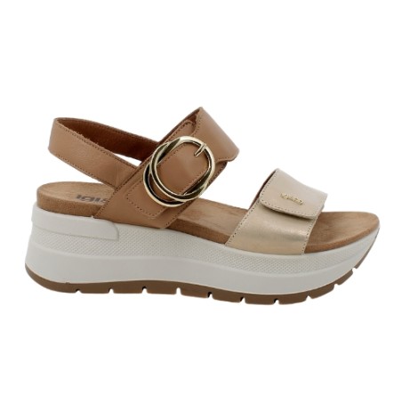 IGI&CO 1178011 Sandalo Donna Platform con Fascia Regolabile a Strappo Platino Biscotto