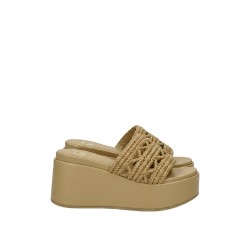 Gold & Gold GU359 Sandalo Ciabattone Platform Donna con Charme sulla Fascia Brown