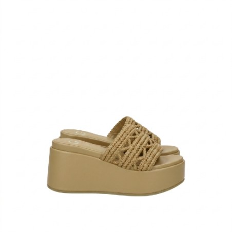 Gold & Gold GU359 Sandalo Ciabattone Platform Donna con Charme sulla Fascia Brown