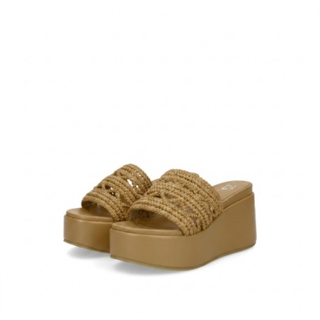 Gold & Gold GU359 Sandalo Ciabattone Platform Donna con Charme sulla Fascia Brown