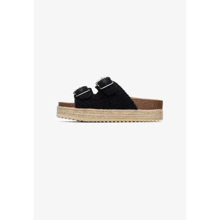 Refresh 175013 Ciabatte Donna Doppia Fascia Regolabile Platform Nero