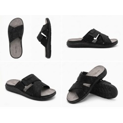 Riposella ILARIO MC00BX Ciabatte Uomo con Fascia a Incrocio Nero 2