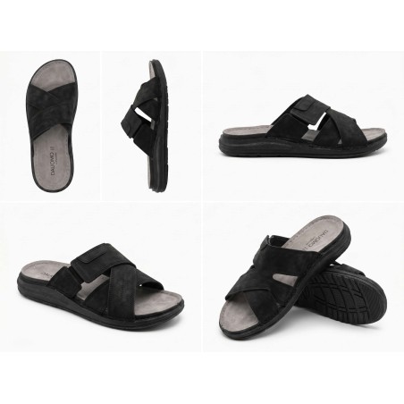 Riposella ILARIO MC00BX Ciabatte Uomo con Fascia a Incrocio Nero