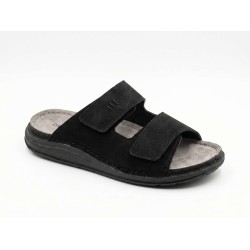 Riposella ILARIO MC01BX Ciabatte Uomo con Doppia Fascia a Strappo Nero