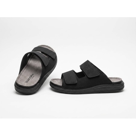 Riposella ILARIO MC01BX Ciabatte Uomo con Doppia Fascia a Strappo Nero