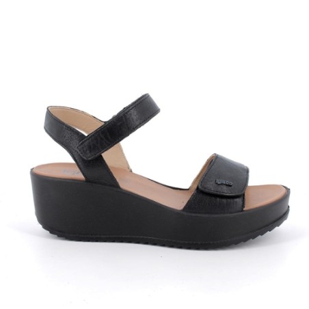 IGI&CO 1161600 Sandalo Donna Zeppa con Doppia Fascia Regolabile a Strappo Black