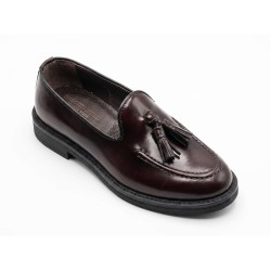 BRUSCIANO Made In Italy 001 Mocassino Uomo Con Accessorio In Vera Pelle Abrasivato Bordeaux
