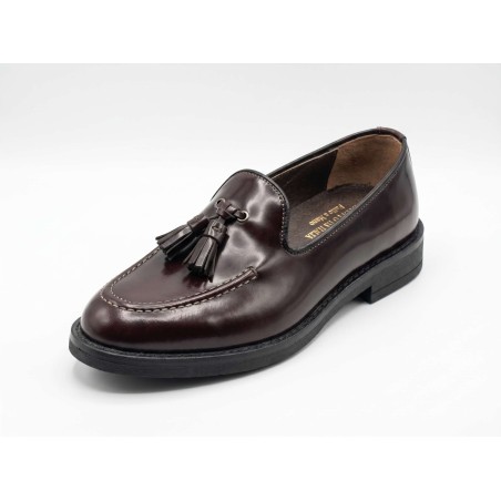 BRUSCIANO Made In Italy 001 Mocassino Uomo Con Accessorio In Vera Pelle Abrasivato Bordeaux