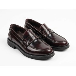 BRUSCIANO Made In Italy 014G Mocassino Uomo In Vera Pelle Abrasivato Bordeaux 