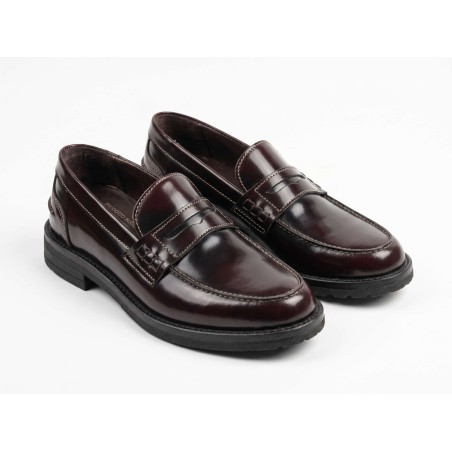 BRUSCIANO Made In Italy 014G Mocassino Uomo In Vera Pelle Abrasivato Bordeaux 