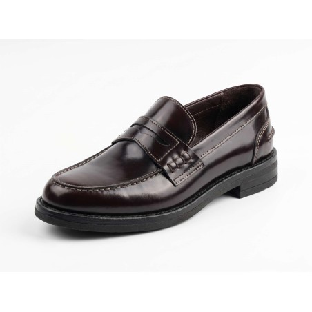 BRUSCIANO Made In Italy 014G Mocassino Uomo In Vera Pelle Abrasivato Bordeaux 