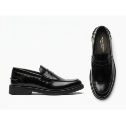 BRUSCIANO Made In Italy 014G Mocassino Uomo In Vera Pelle Abrasivato Nero  2