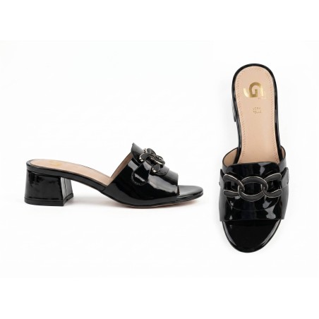 Gold & Gold GP 962 Sandalo Donna Tacco Basso con Accessorio Nero