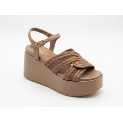 Gold & Gold GU358 Sandali Donna con Zeppa Platform Brown