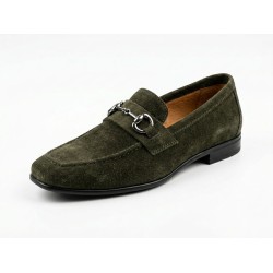 Made In Italy 11 Mocassino Uomo con In Vero Camoscio Verde 2