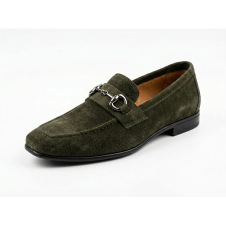 Made In Italy 11 Mocassino Uomo con In Vero Camoscio Verde