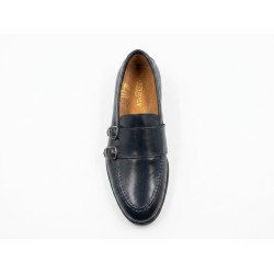 Made In Italy 12 Mocassino Uomo con Doppia Fibbia In Vera Pelle Blu 2