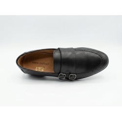 Made In Italy 12 Mocassino Uomo con Doppia Fibbia In Vera Pelle Nero 2