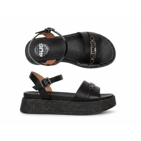 Paciotti 4US UZM02 Sandali Donna Platform con Cinturino alla Caviglia e Fascia Black