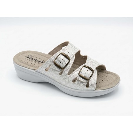 POLYFLEX 5410.36 Ciabatte Donna Made in Italy Doppia Fascia Regolabile Bianco