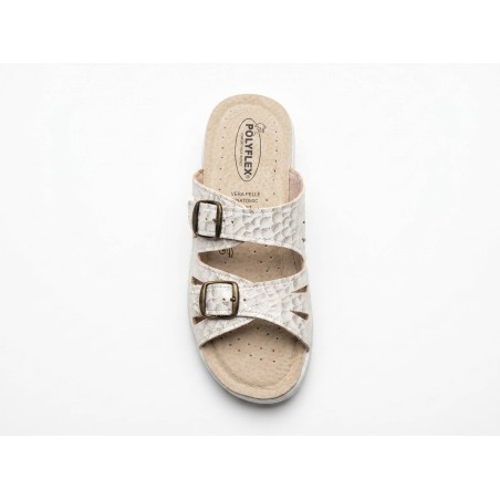 POLYFLEX 5410.36 Ciabatte Donna Made in Italy Doppia Fascia Regolabile Bianco