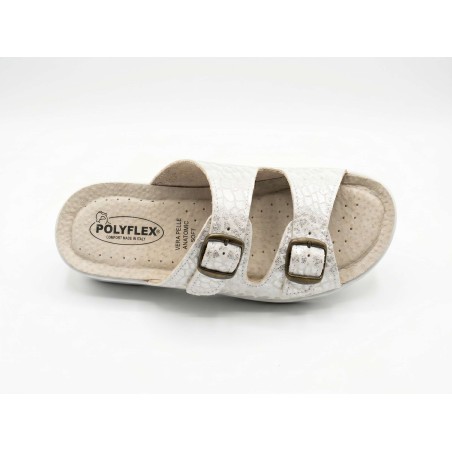 POLYFLEX 5410.36 Ciabatte Donna Made in Italy Doppia Fascia Regolabile Bianco