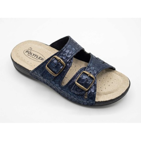 POLYFLEX 5410.36 Ciabatte Donna Made in Italy Doppia Fascia Regolabile Blu