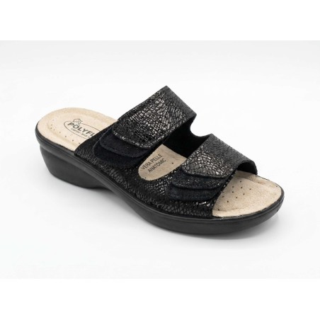 POLYFLEX 5478.36 Ciabatte Donna Made in Italy Doppia Fascia Regolabile Nero