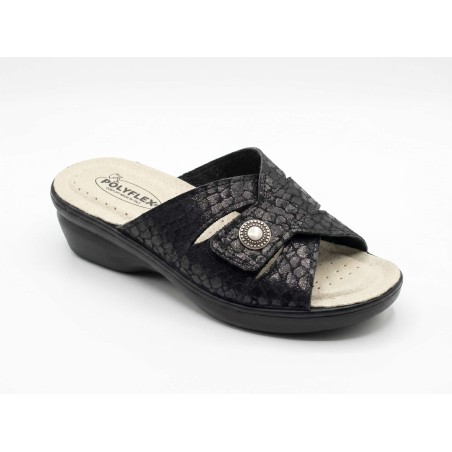 POLYFLEX 5497.36 Ciabatte Donna Made in Italy Fascia Regolabile Nero