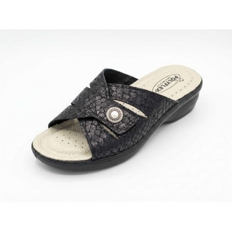 POLYFLEX 5497.36 Ciabatte Donna Made in Italy Fascia Regolabile Nero