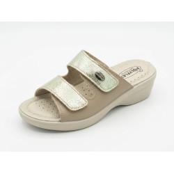 POLYFLEX 5507.36 Ciabatte Donna Made in Italy Doppia Fascia Regolabile Platino