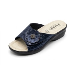 POLYFLEX 5511.36 Ciabatte Donna Made in Italy Fascia Regolabile con Fiore Blu 2
