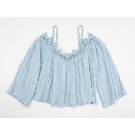GC Wear 4262 My Star Top Donna Mezza Manica e Bretella con Ricamo Azzurro