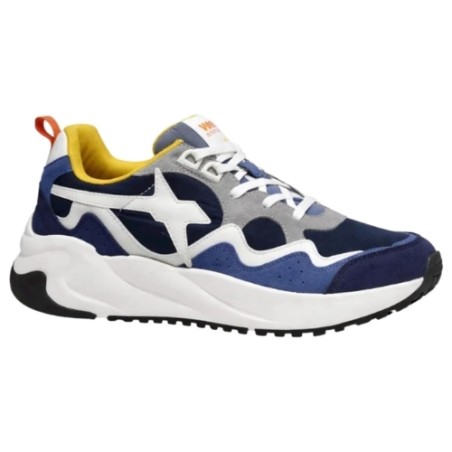W6YZ 1C91 FLIK-M Sneakers Uomo Stringate In Vera Camoscio Blu Azure Grey