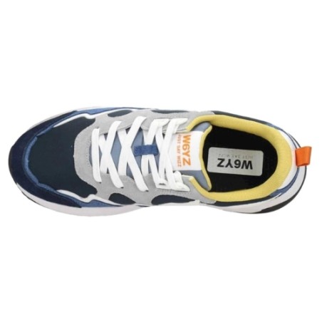 W6YZ 1C91 FLIK-M Sneakers Uomo Stringate In Vera Camoscio Blu Azure Grey