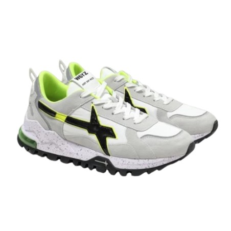 W6YZ 1N31 BREEZE-M Sneaker Uomo Stringate in Vero Camoscio White Grey Black