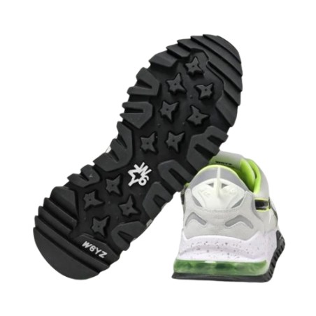 W6YZ 1N31 BREEZE-M Sneaker Uomo Stringate in Vero Camoscio White Grey Black