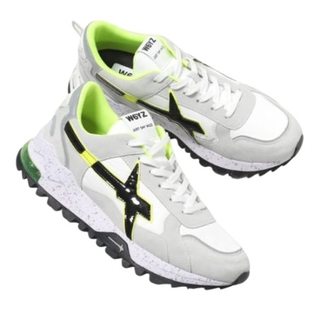 W6YZ 1N31 BREEZE-M Sneaker Uomo Stringate in Vero Camoscio White Grey Black